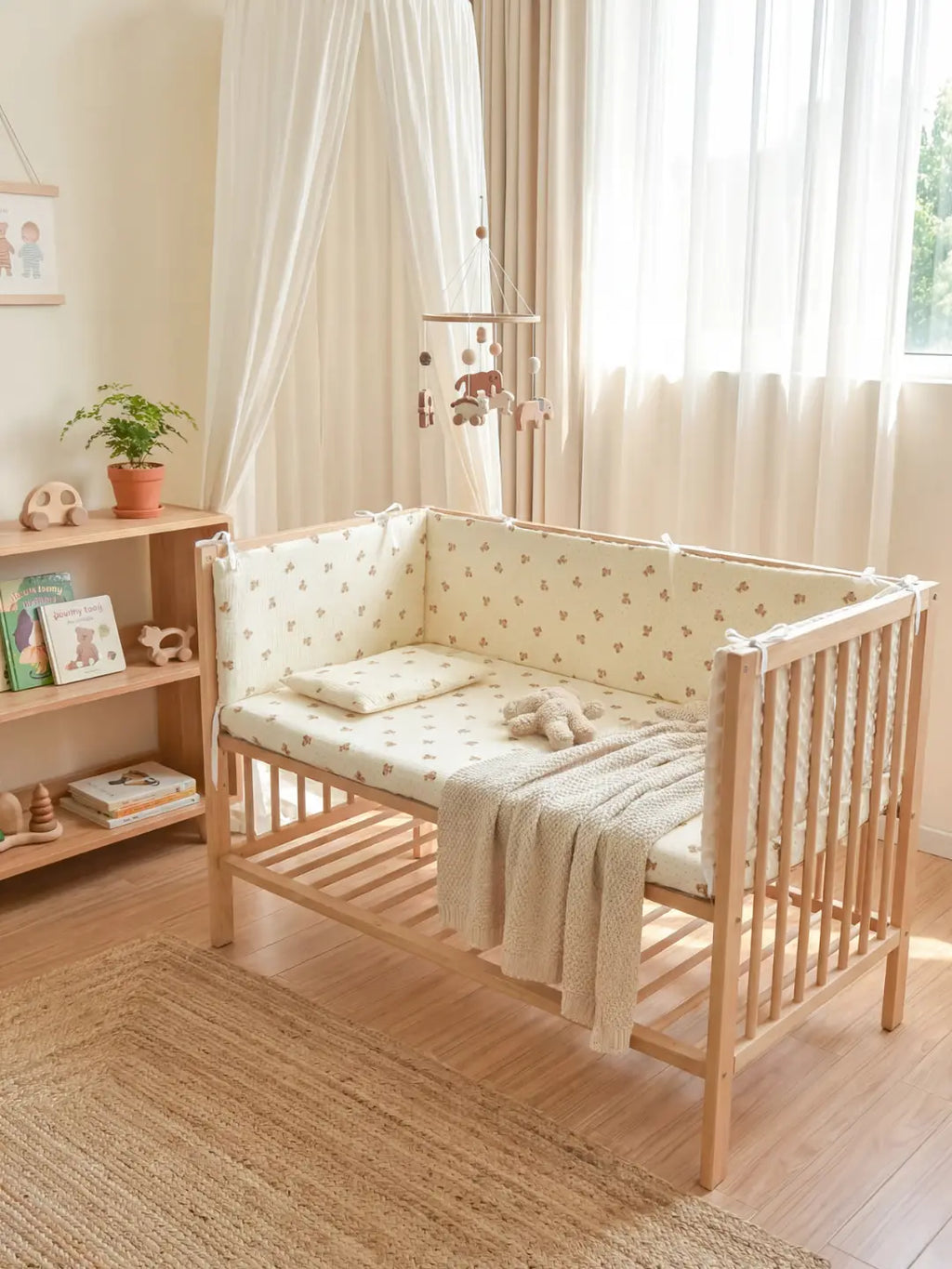 Reversible Cotton and Minky Baby Crib Bumper