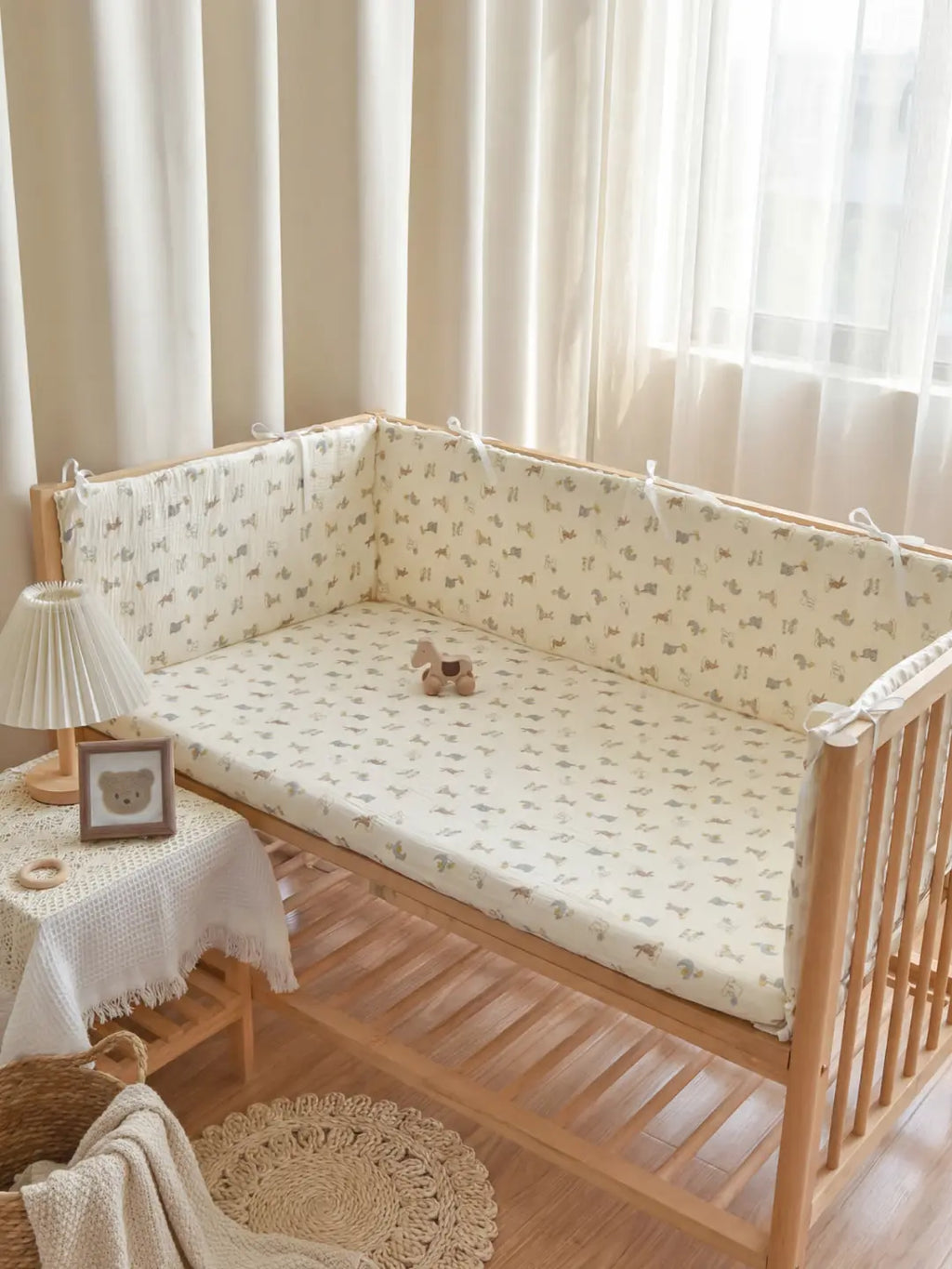 Reversible Cotton and Minky Baby Crib Bumper