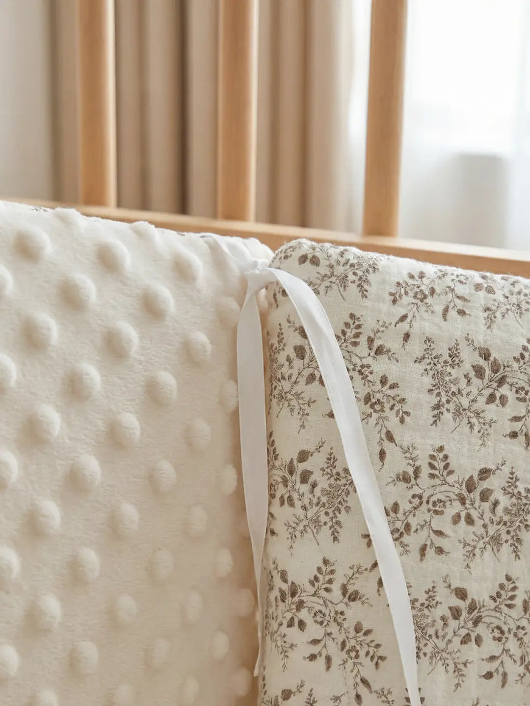 Reversible Cotton and Minky Baby Crib Bumper