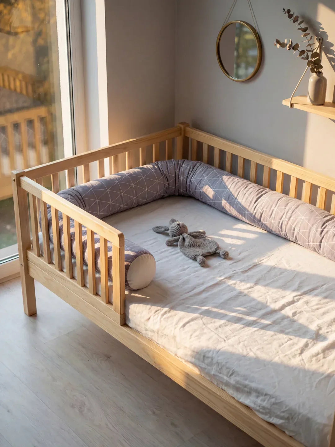 Washable Geometric Cotton Baby Crib Bolster