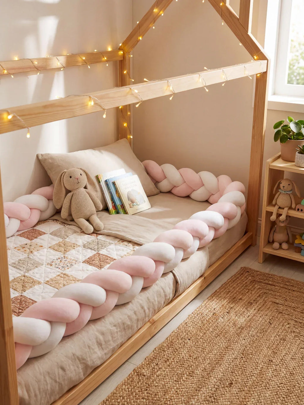 Premium Two-Tone Braided Baby Crib Bumper