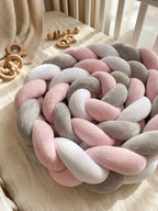 Terracotta Velvet Braided Baby Bed Bumper