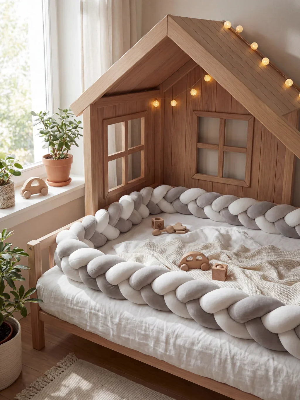 Premium Two-Tone Braided Baby Crib Bumper