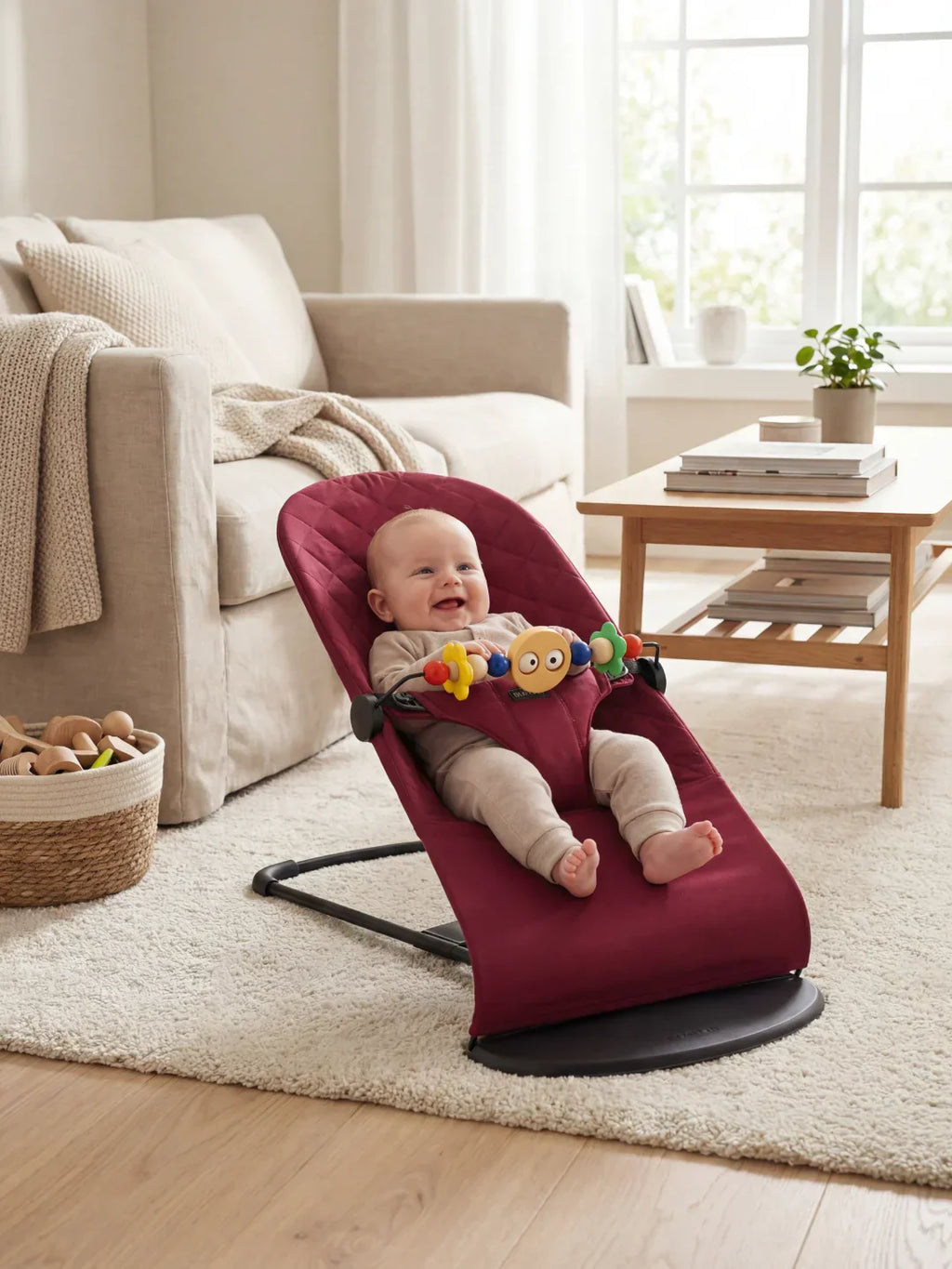 Foldable Baby Bouncer with Interactive Toy Arch