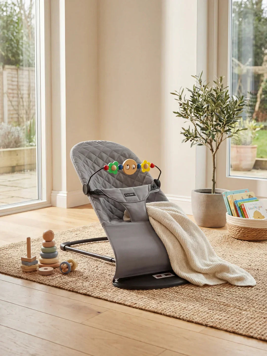 Foldable Baby Bouncer with Interactive Toy Arch