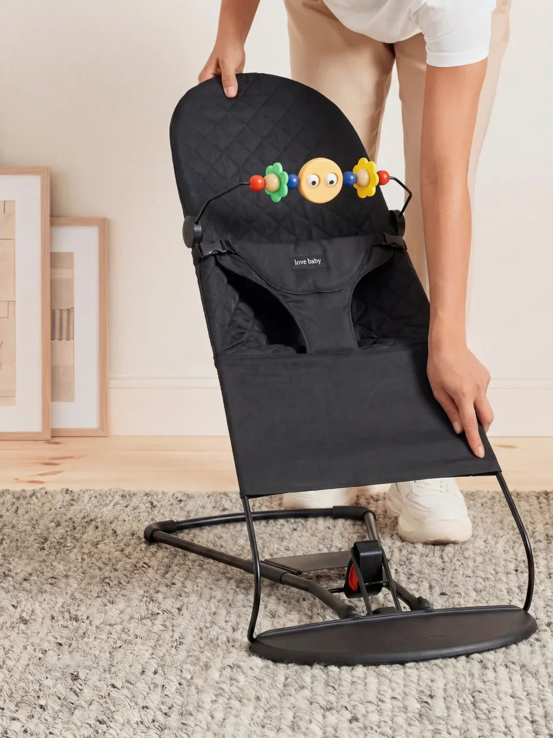Foldable Baby Bouncer with Interactive Toy Arch