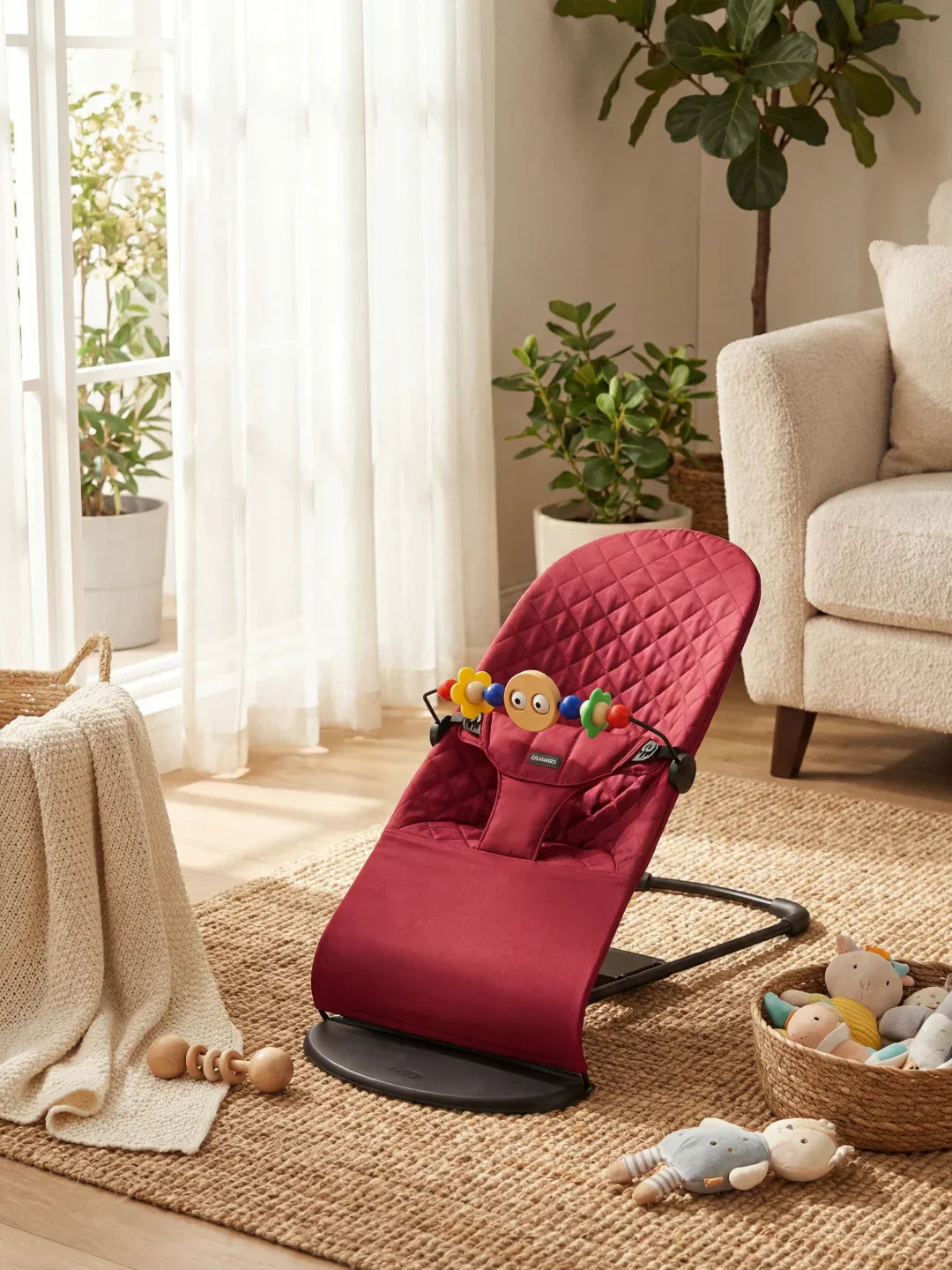 Foldable Baby Bouncer with Interactive Toy Arch