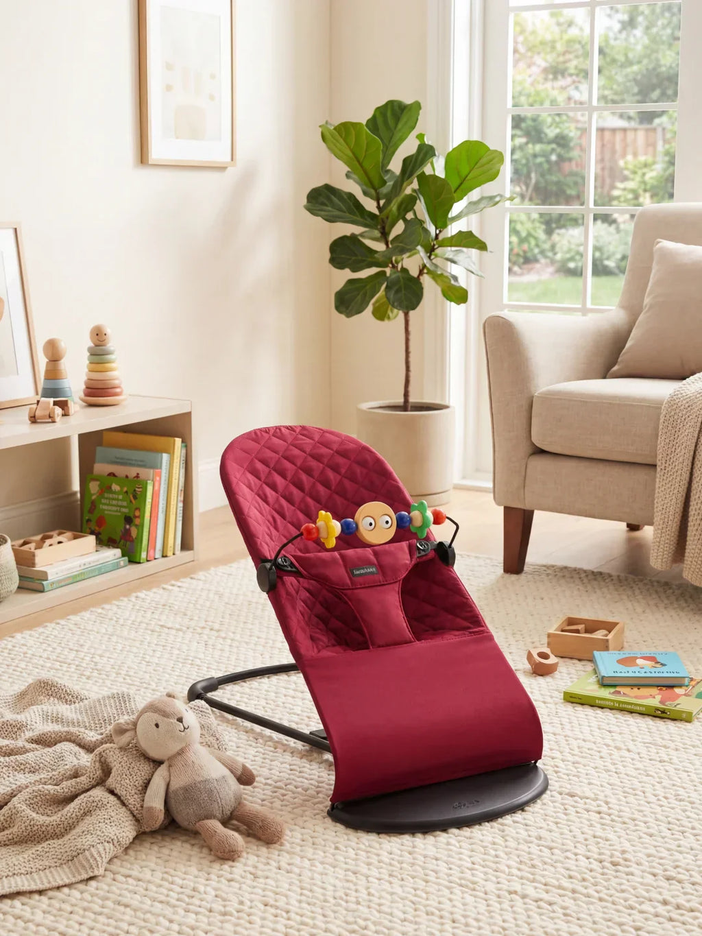 Foldable Baby Bouncer with Interactive Toy Arch