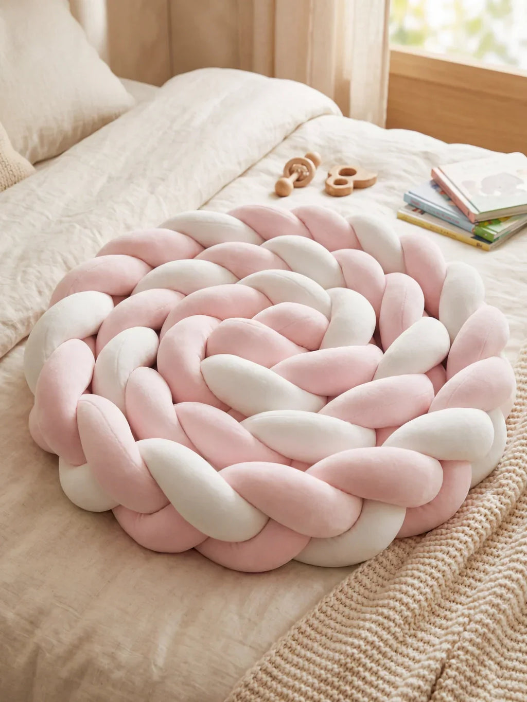 Premium Two-Tone Braided Baby Crib Bumper