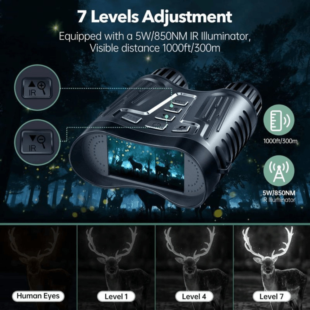 NoctraView Teropong Malam Dengan Zum 8x, IR 7-Tahap, Video 4K, LCD 3.2 Inci