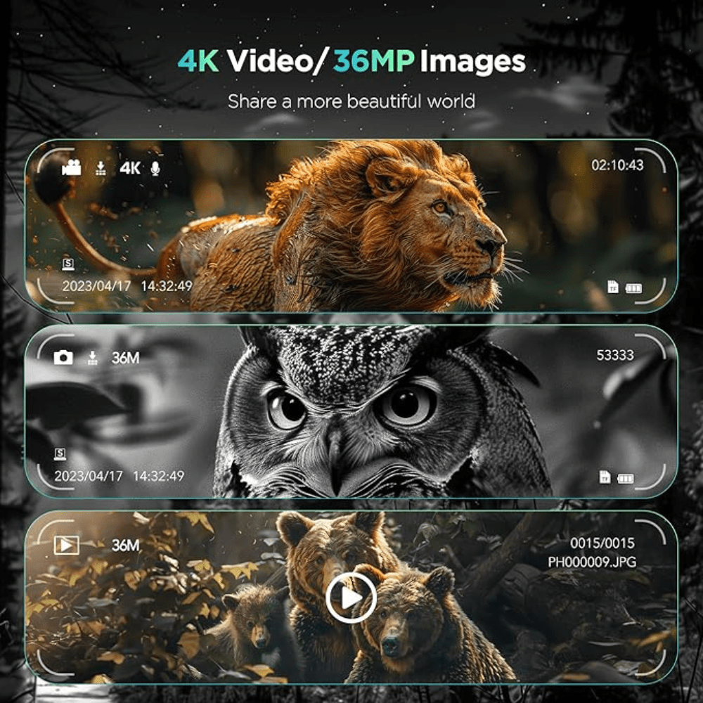 NoctraView Teropong Malam Dengan Zum 8x, IR 7-Tahap, Video 4K, LCD 3.2 Inci