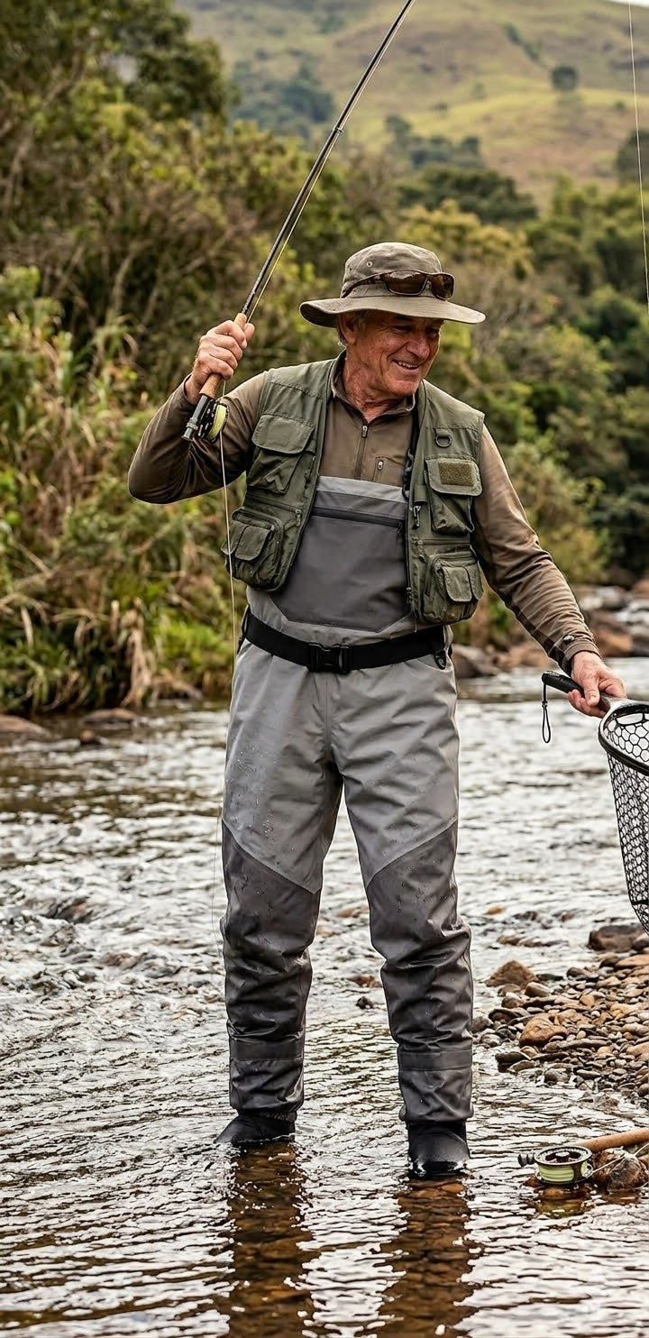 Waders de pêche à la mouche respirants pour homme avec pied en chaussette et fermeture éclair étanche