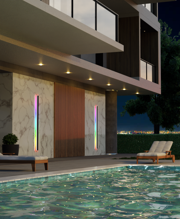 LumaHaven RGB vanntett vegglampe for innendørs og utendørs bruk