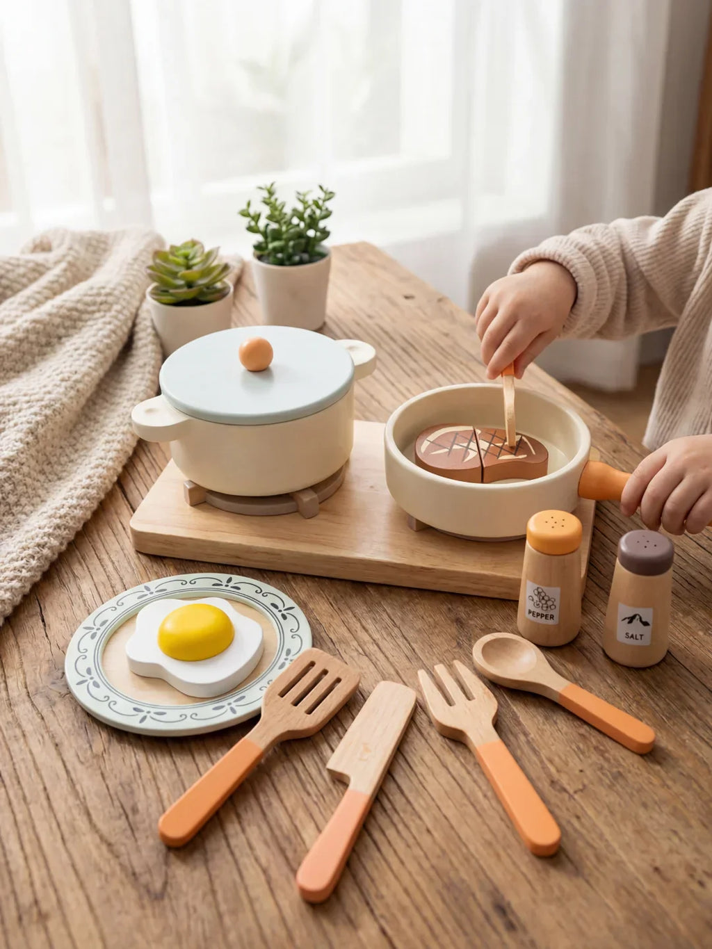 Wooden Kitchen Set for Chefs Complete Cookware Collection for children