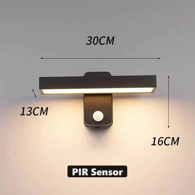 Luz de pared exterior con sensor de movimiento PIR Auron IP65, giratoria