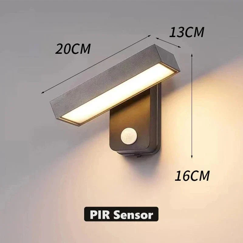 Luz de pared exterior con sensor de movimiento PIR Auron IP65, giratoria