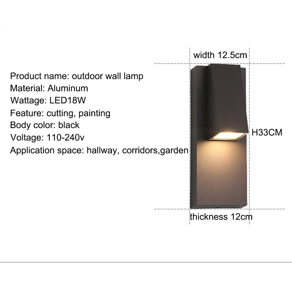 Kirrea Vintage Sort Vandtæt Udendørs LED Væglampe 18W