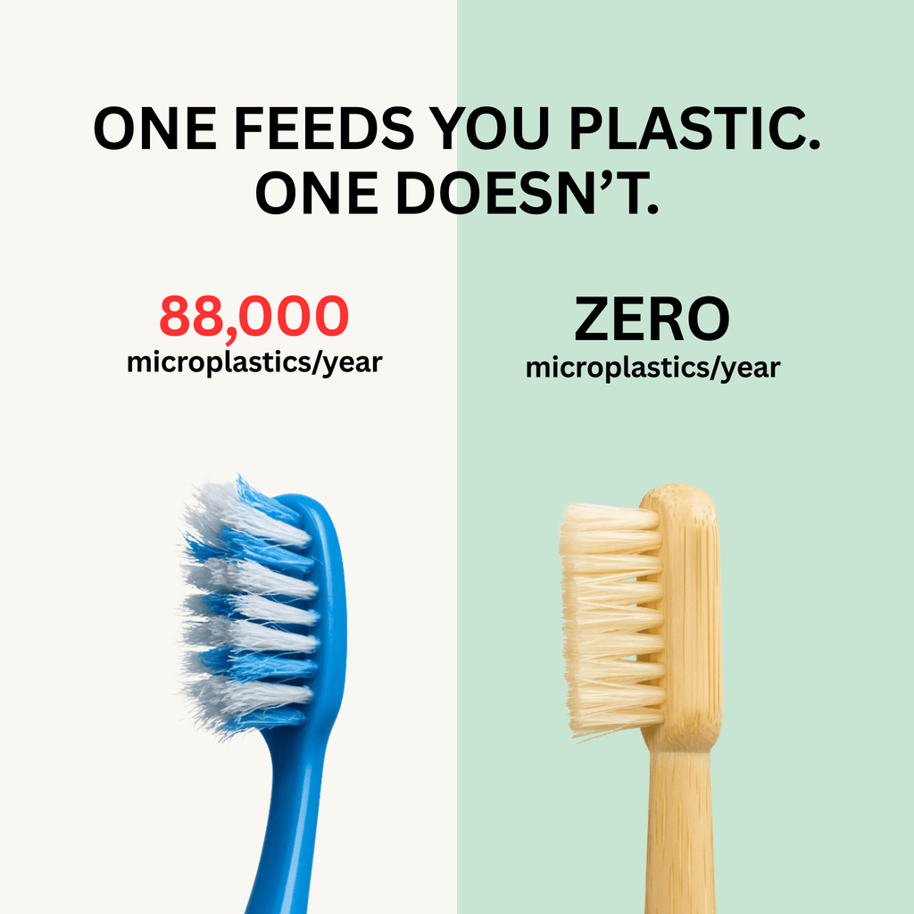 Sæt med bambustandbørster med naturlige børstehår – plastikfri vildsvine- eller hestehår (4 stk.)