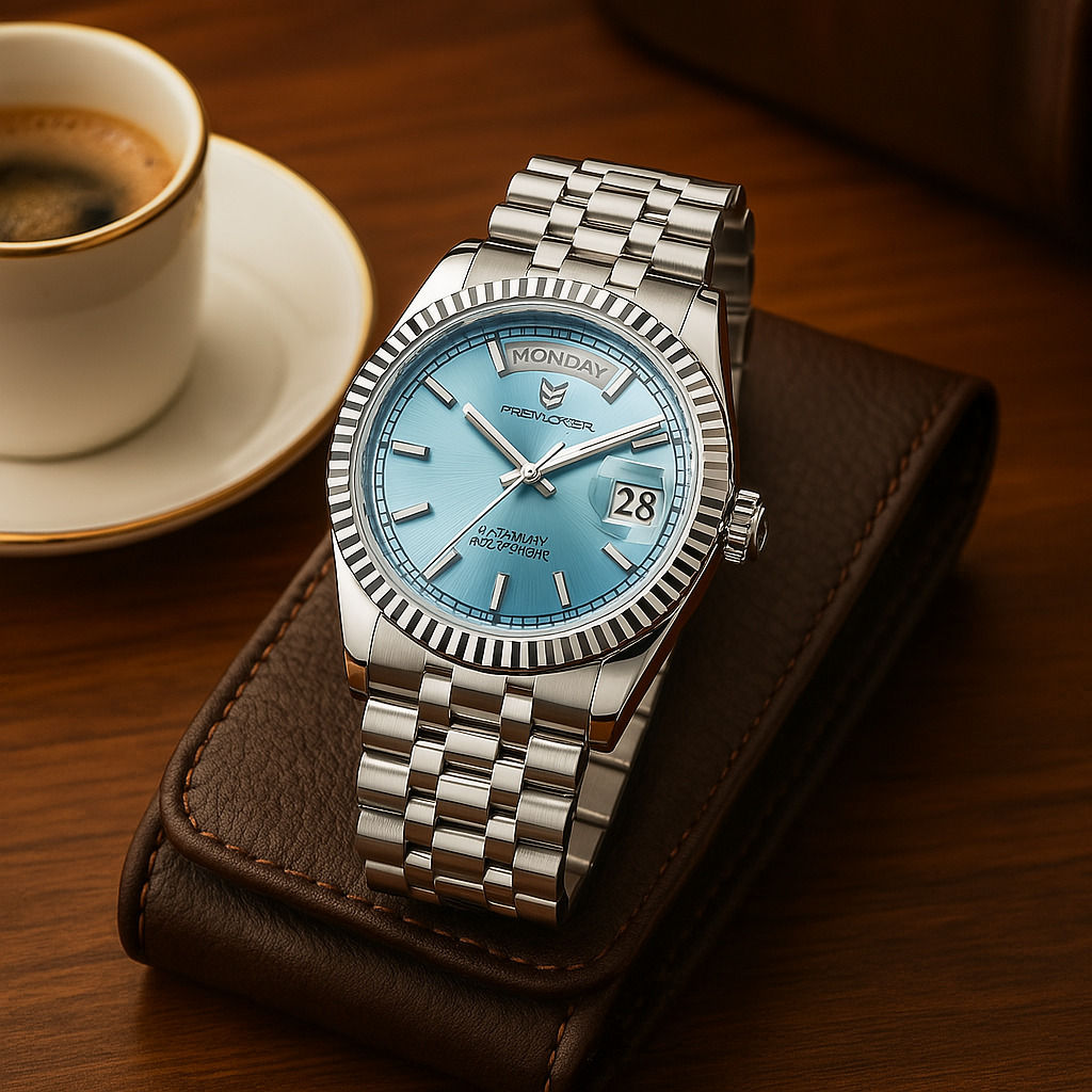 NovaVale Elite Automatic Stainless Steel Watch With Calendar