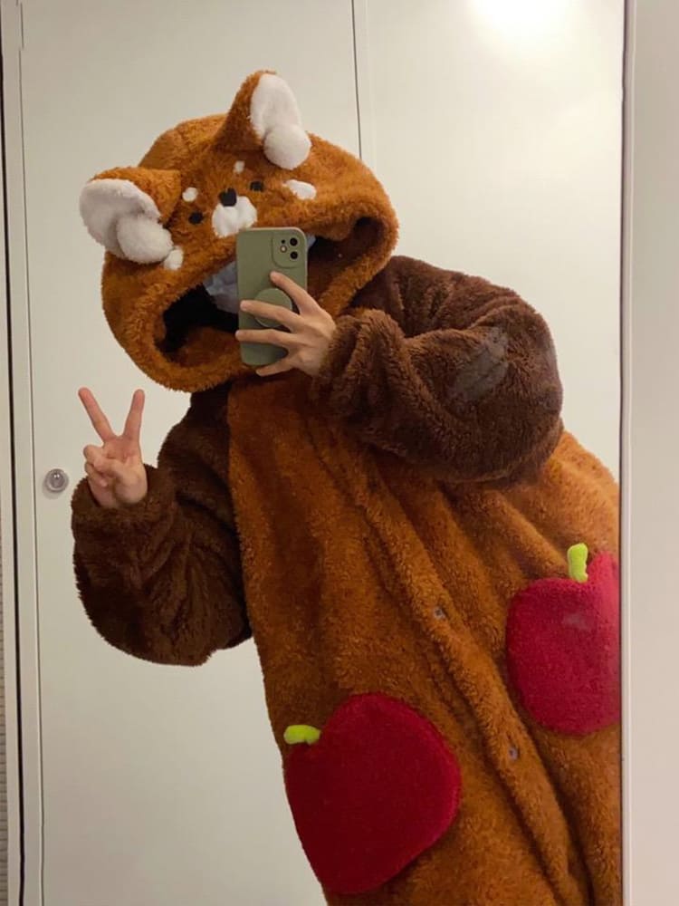 Kényelmes rajzfilm vörös panda pizsamaszett alváshoz és kényelemhez