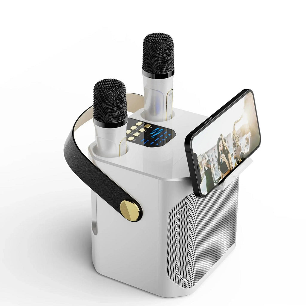 Przenośny głośnik karaoke z Bluetooth, zasilany akumulatorem, zapewnia bogate brzmienie