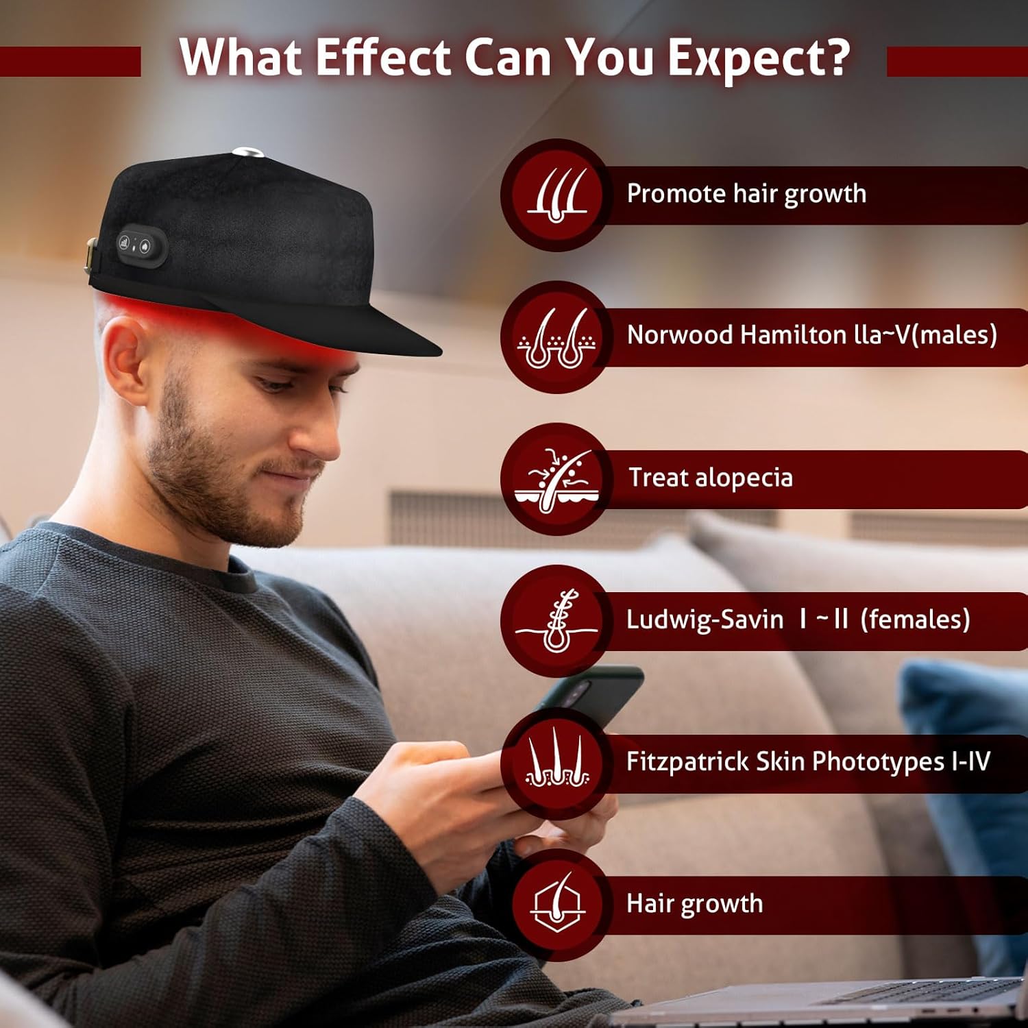 Wireless Laser Cap for Hair Regrowth – Red Light Therapy