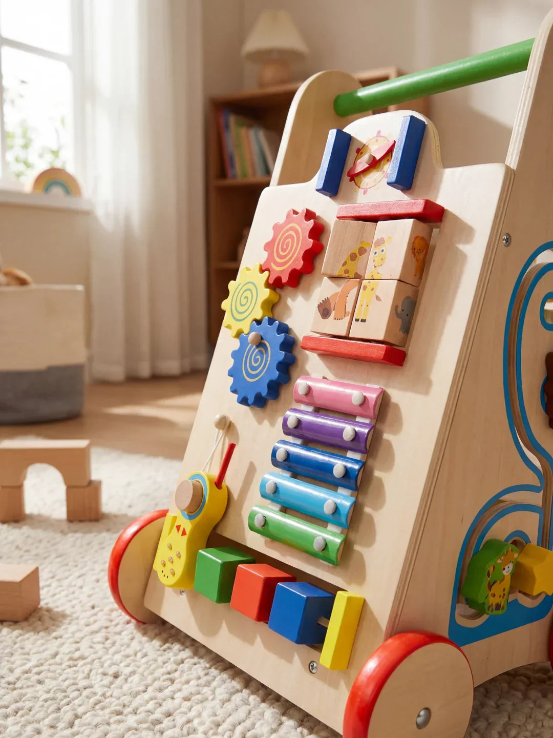 Colorful Wooden Educational Baby Push Walker