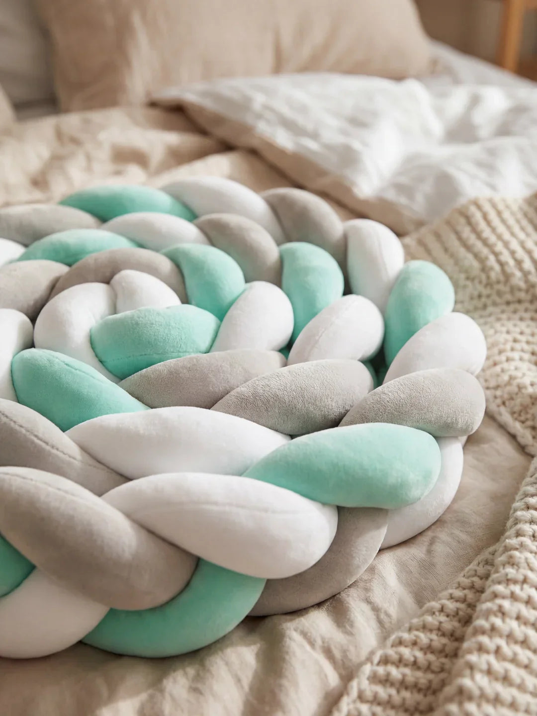 Terracotta Velvet Braided Baby Bed Bumper